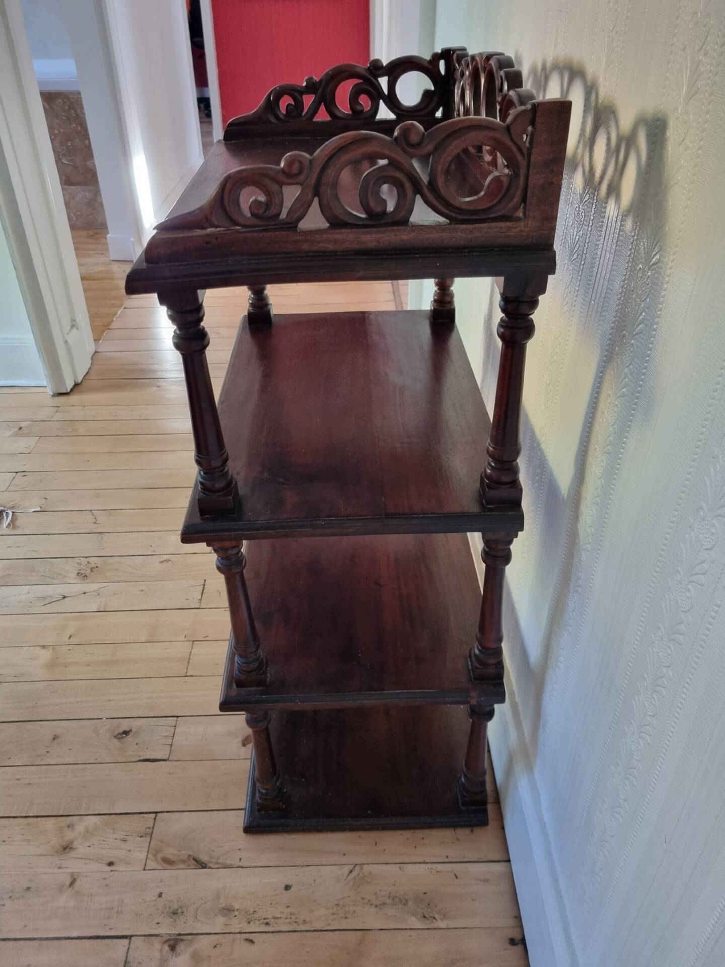 Antique Art Nouveau shelf in carved wood