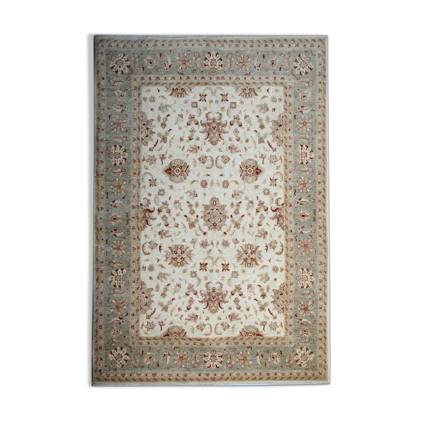Large Ivory-cream Zielger Rug Handwoven Oriental Floral Carpet 199x292cm