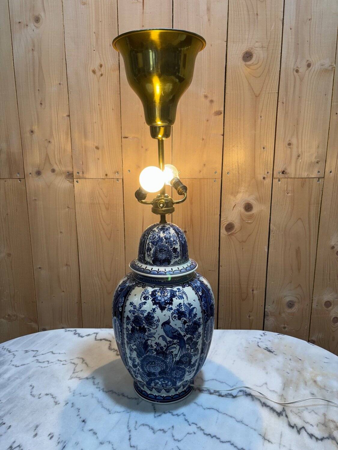 Delft lamp in blue and white earthenware - height 80 cm