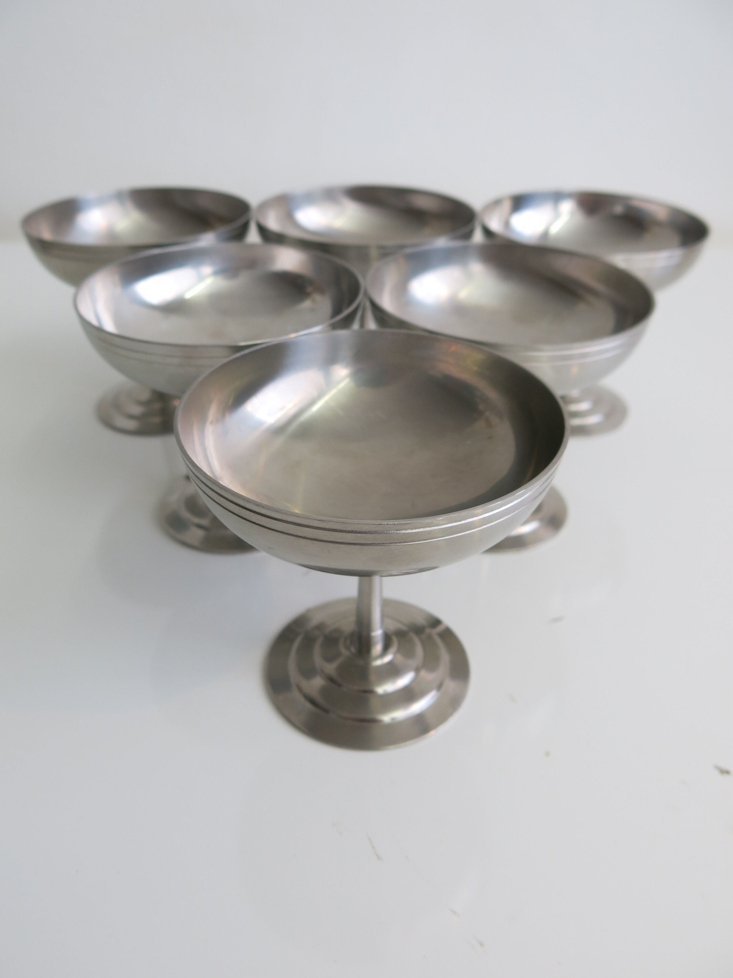 Set of six stainless steel ice cups by Letang Rémy