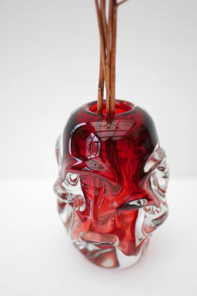 Vases en cristal rouge par Augustsson pour Åseda, ensemble de 2