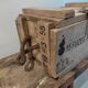 Vintage wooden case military ammunition