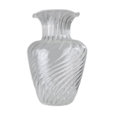 Large Transparent Glass Vase by Soffiera Parise - Italian 1970s Vintage Handblown Centerpiece