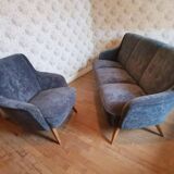 3 seater sofa 50s 60s gray velvet