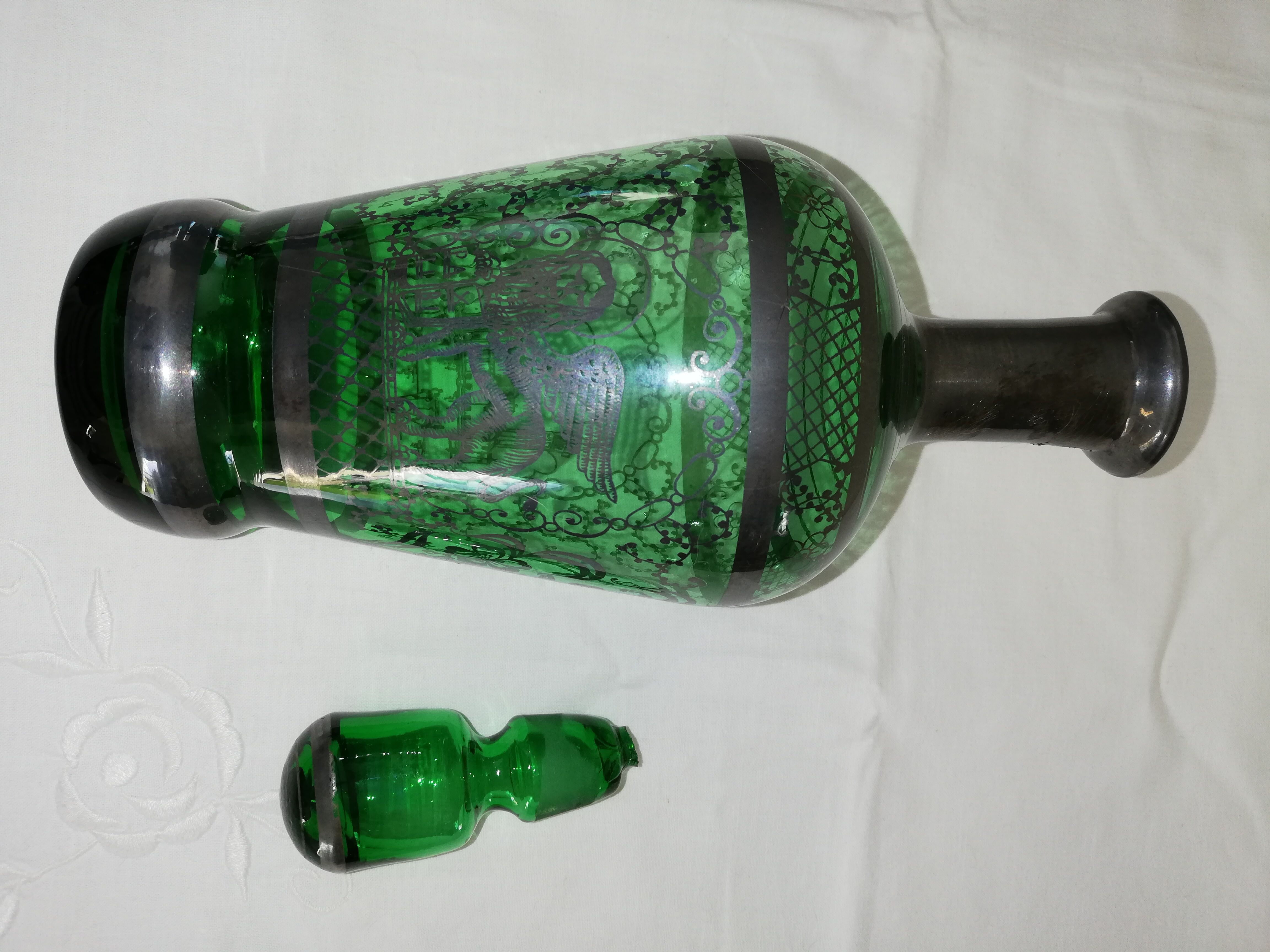 Pair of italian green bottles