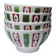 4 coffee bowls made of Badonviller earthenware, Art Deco decor from the vintage 1940s-1950s.