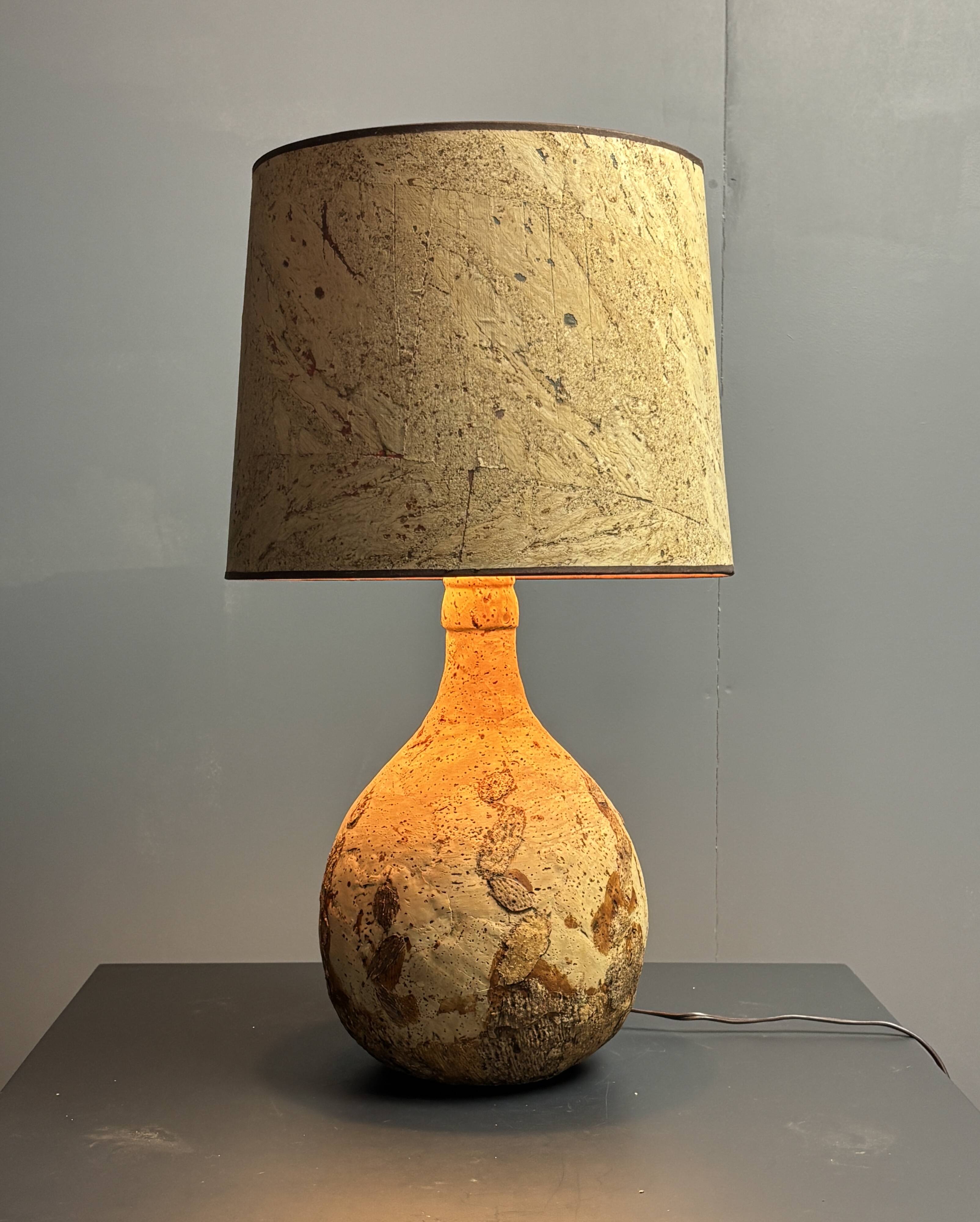 Lampe de table en liège des années 1960-1970, France