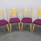 1960s Set of Four Beech Dining Chairs, Czechoslovakia