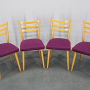 1960s Set of Four Beech Dining Chairs, Czechoslovakia