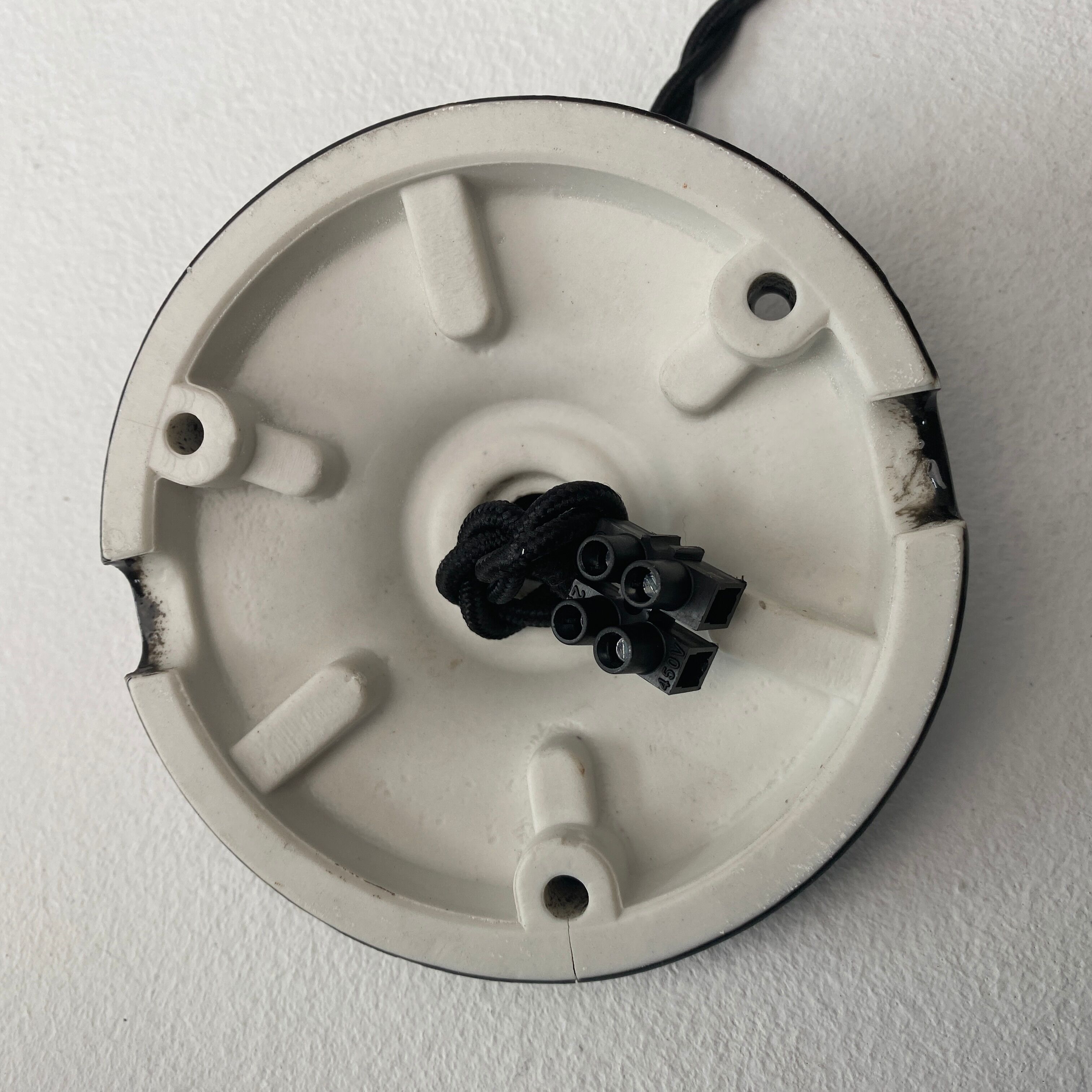 Old red enamelled industrial suspension 30 cm