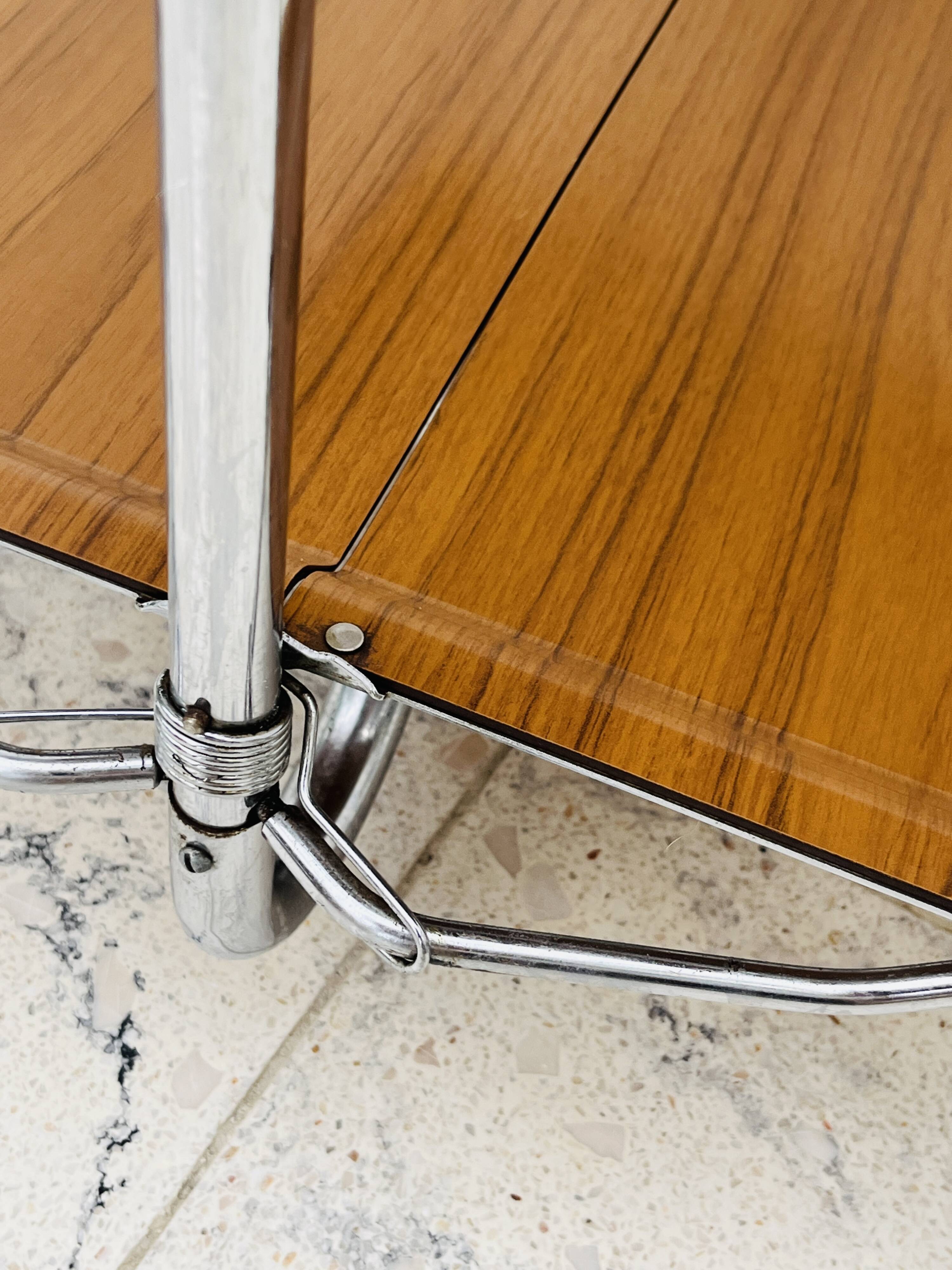 Folding table Bremshey Dinett in chrome and vintage wood