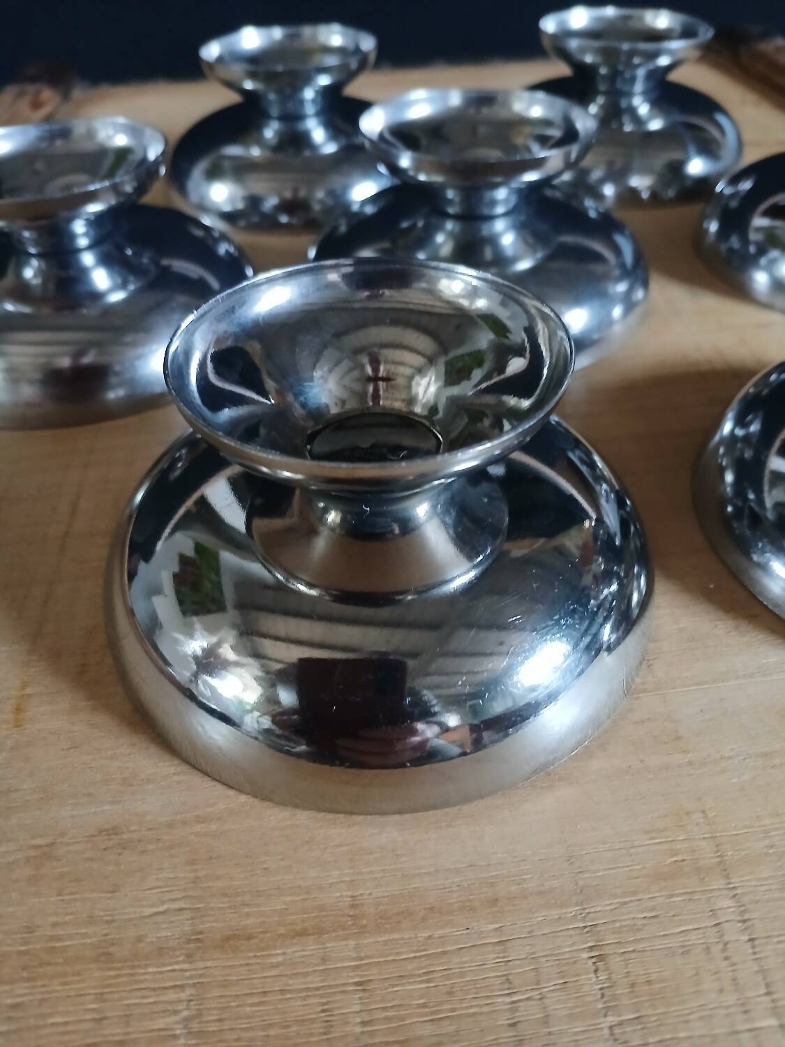 7 antique stainless steel ice cream cups