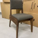 Chair in Wood and Gray Fabric