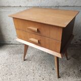 Bedside bedside table compass feet 2 drawers vintage