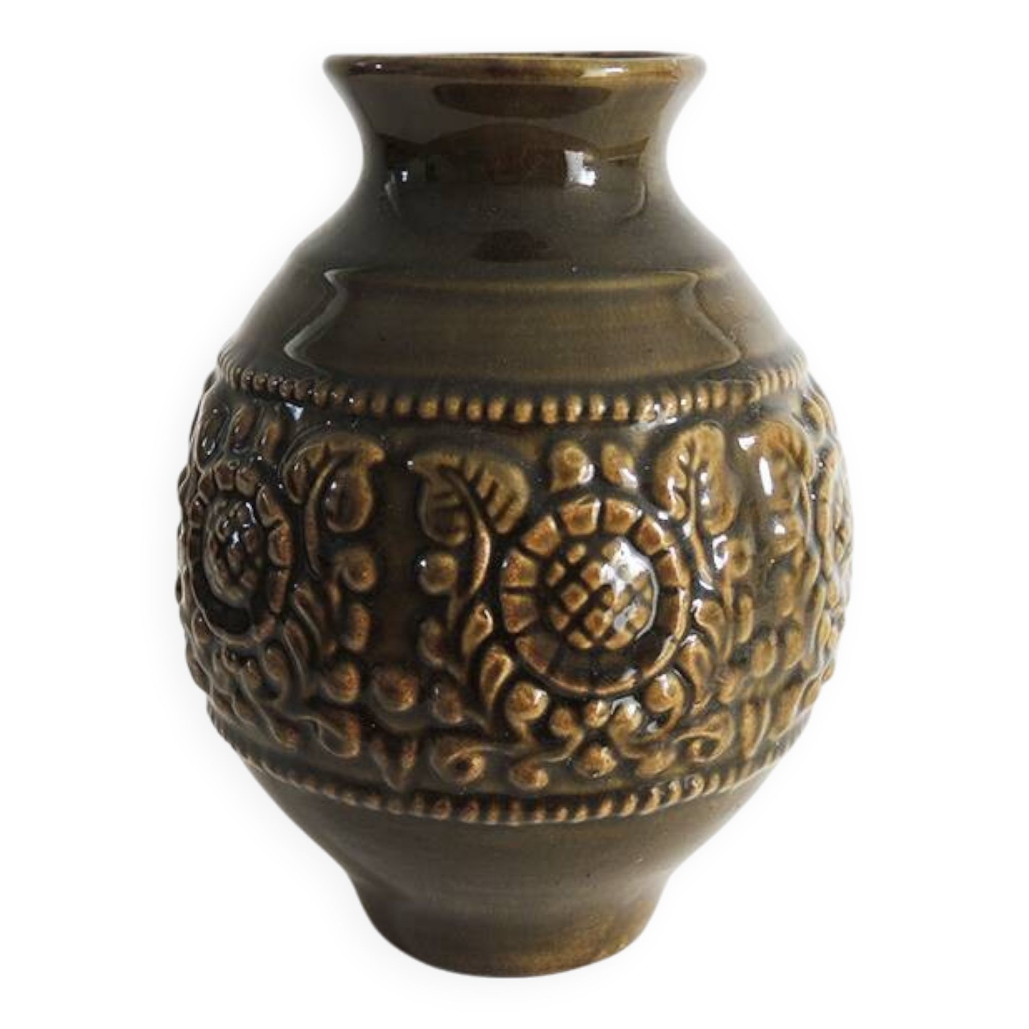 Antique West German Green Ceramic Vase