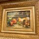 Old oil painting on farmyard panel
