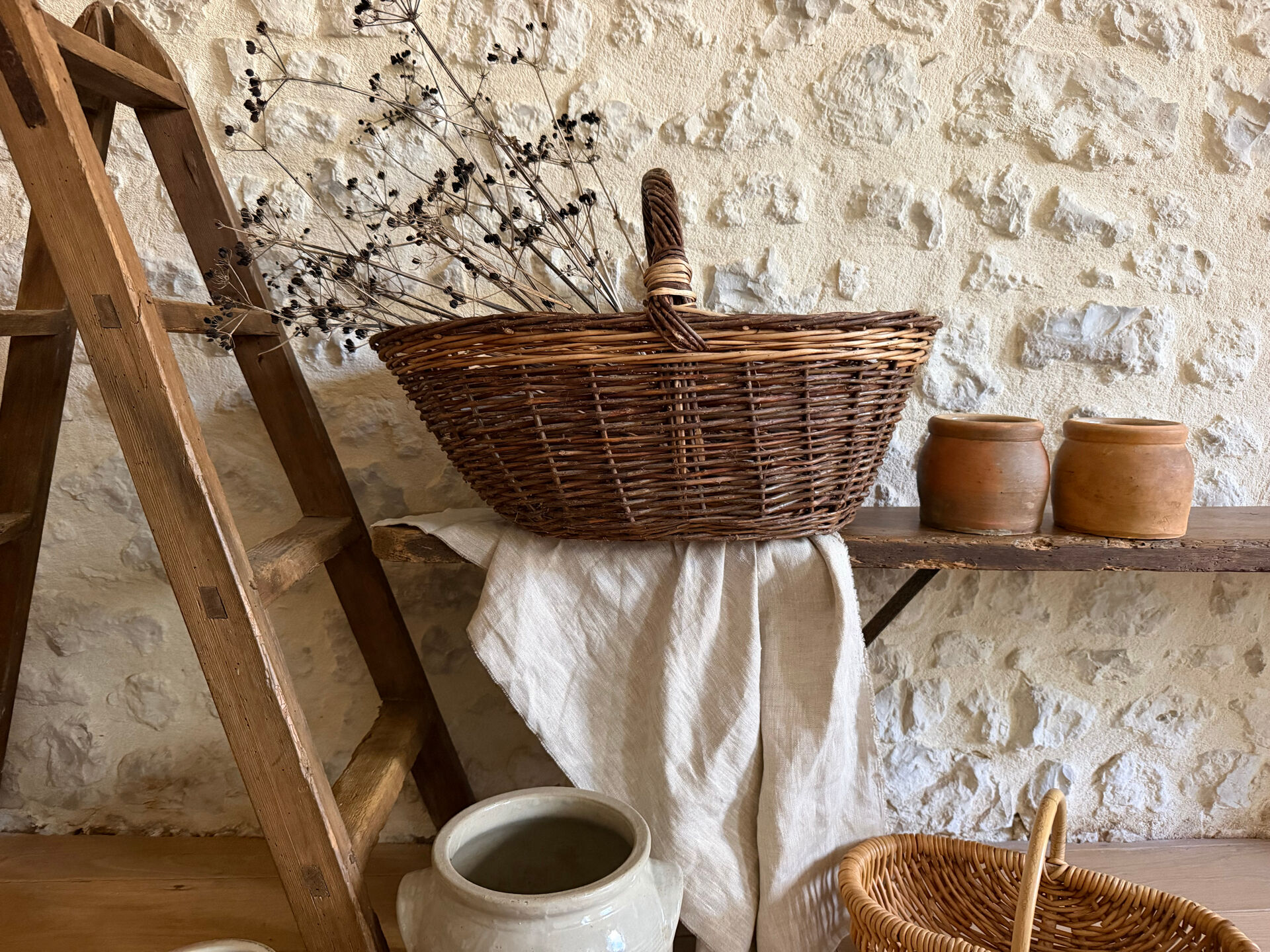 Large vintage harvest basket