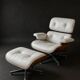 Charles and Ray Eames & Mobilier International - Lounge Chair and its Ottoman, white leather