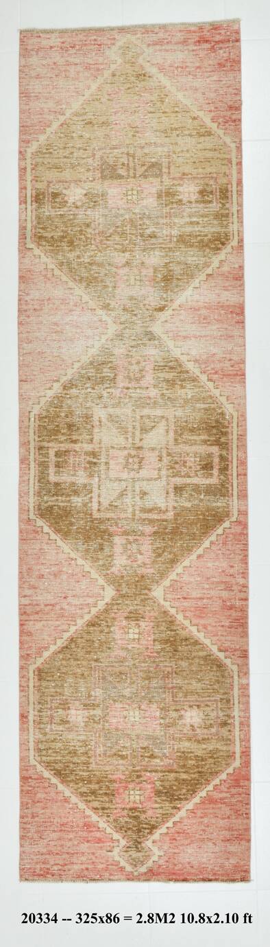 Mid Century Turkish Vintage Runner Rug, 86x325Cm