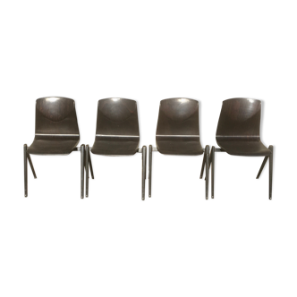 Set of 4 vintage industrial chairs Galvanitas S22