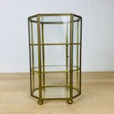 Miniature display case brass and glass, shelf