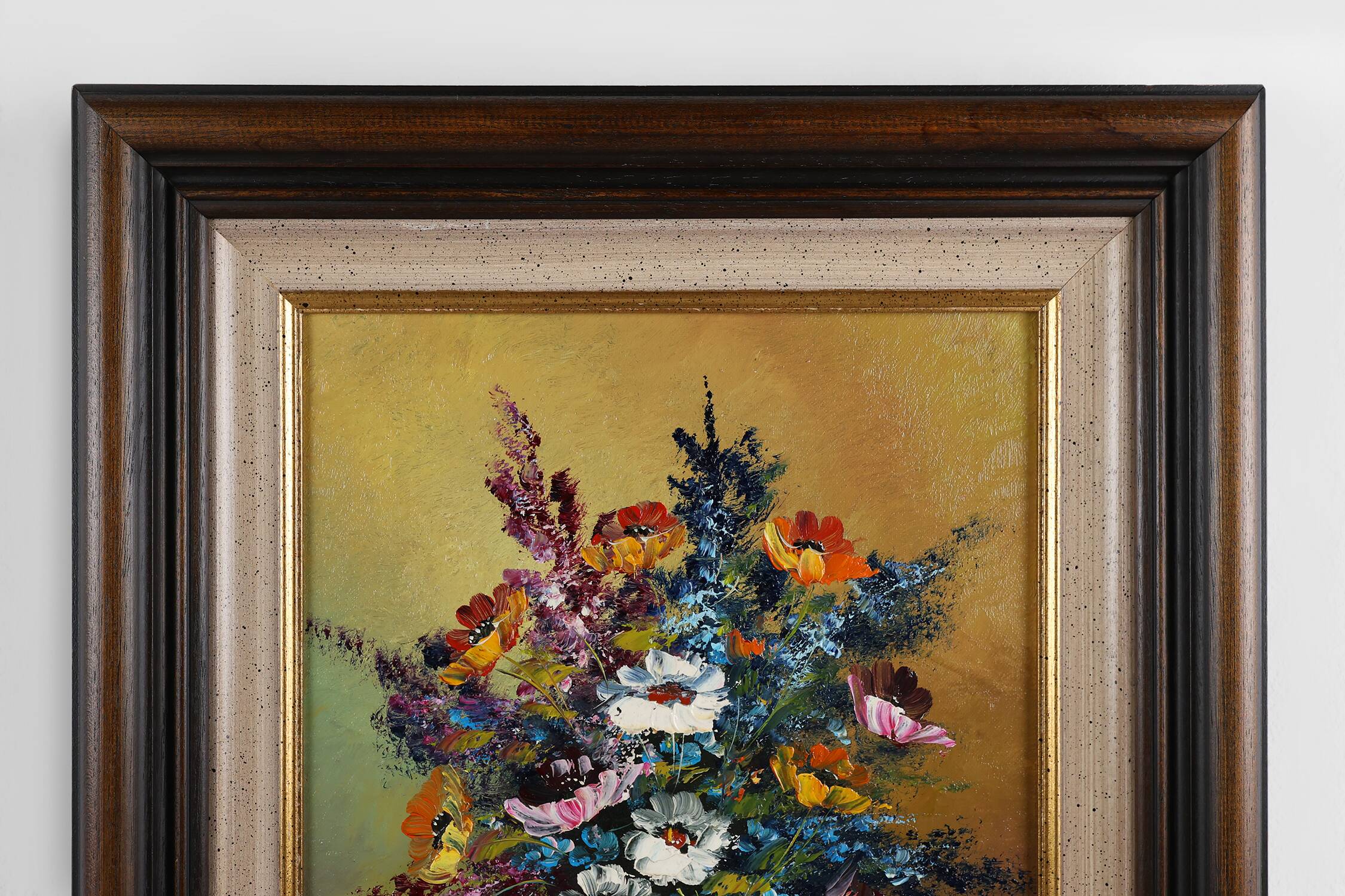 Signed Belgian painting of a still life with a bouquet of flowers, ca. 1950
