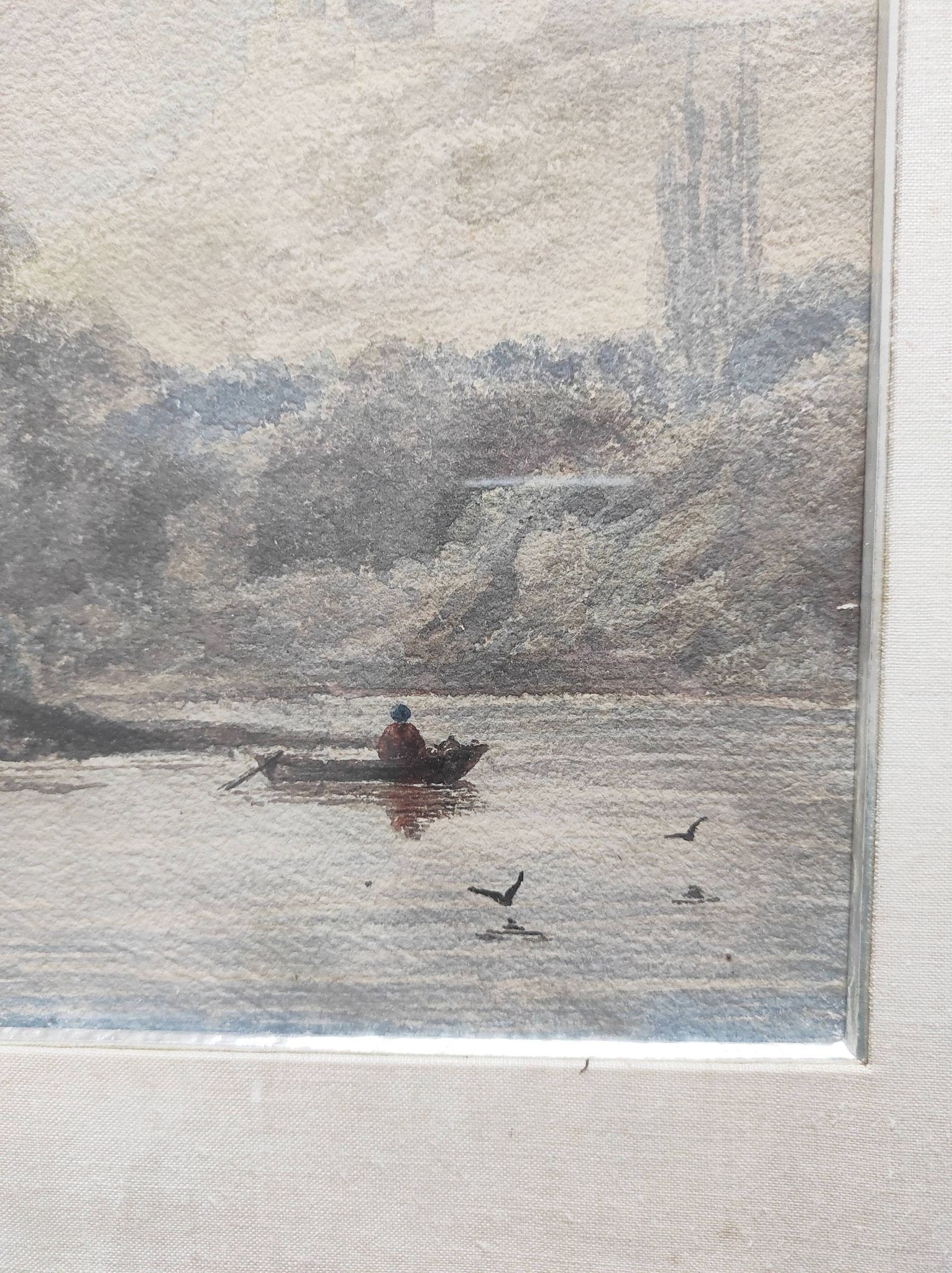 View of a Lake, 19th Century Framed Watercolor