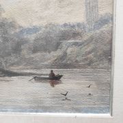 View of a Lake, 19th Century Framed Watercolor