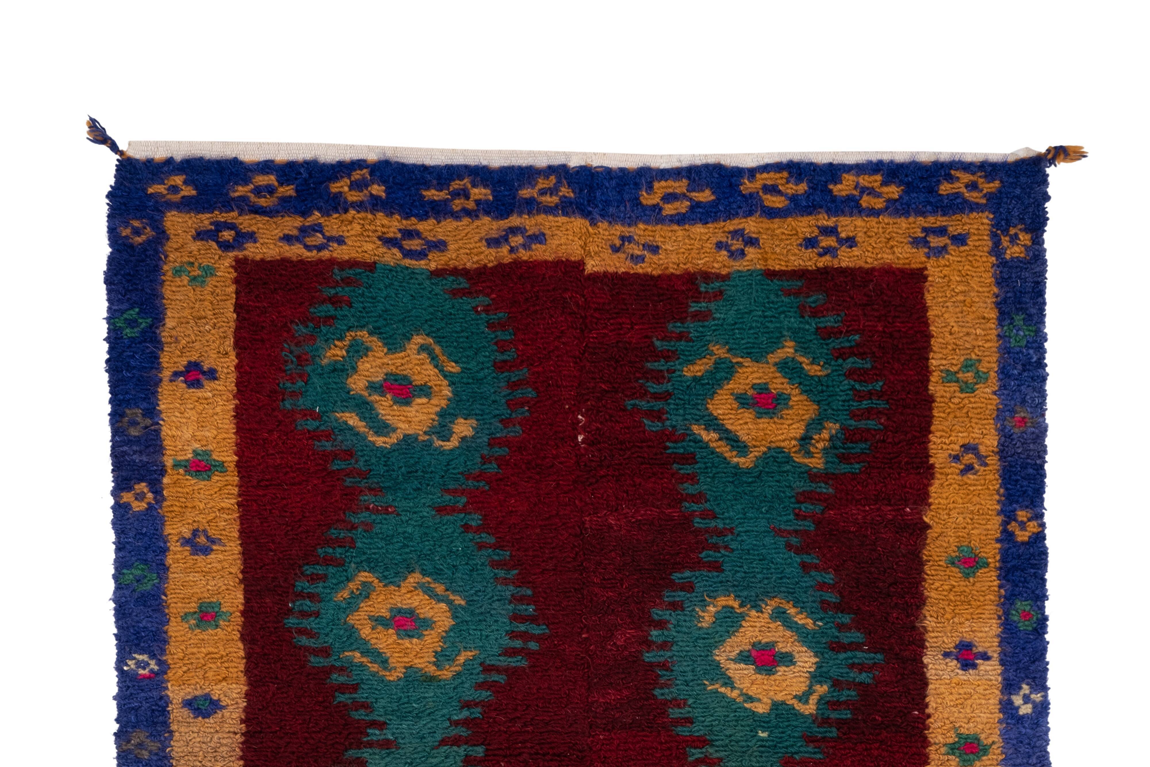 1970 Vintage Handmade Turkish Small Tulu Rug , 3'7'' x 4'4''
