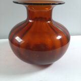 Orange vase in bubbled glass
