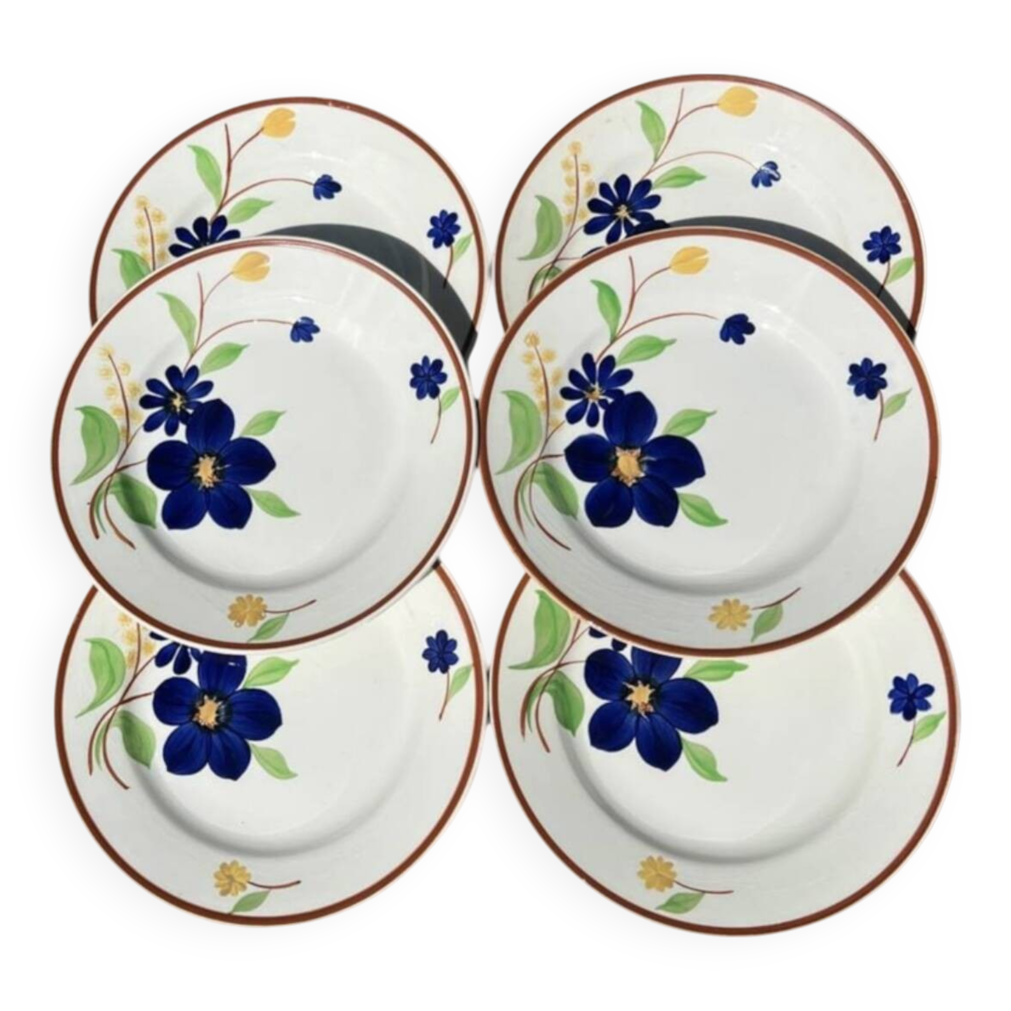 Gien - 6 flat plates - tournefeuille