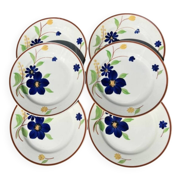Gien - 6 assiettes plates - tournefeuille