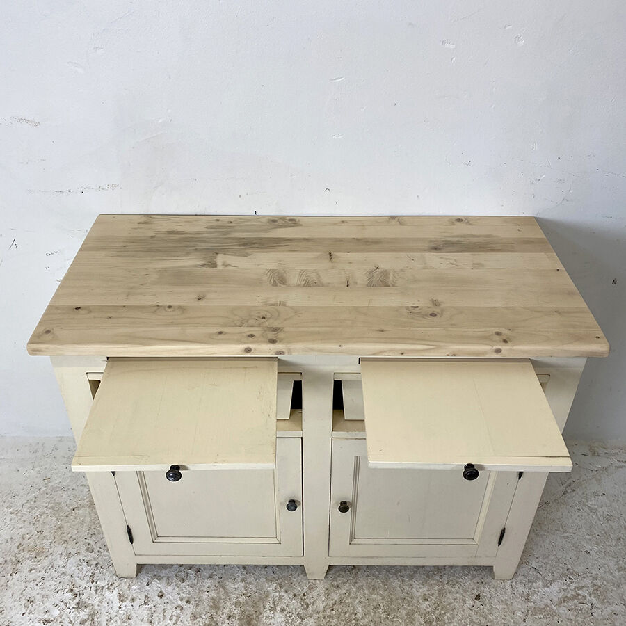 Sideboard beige light top solid wood raw