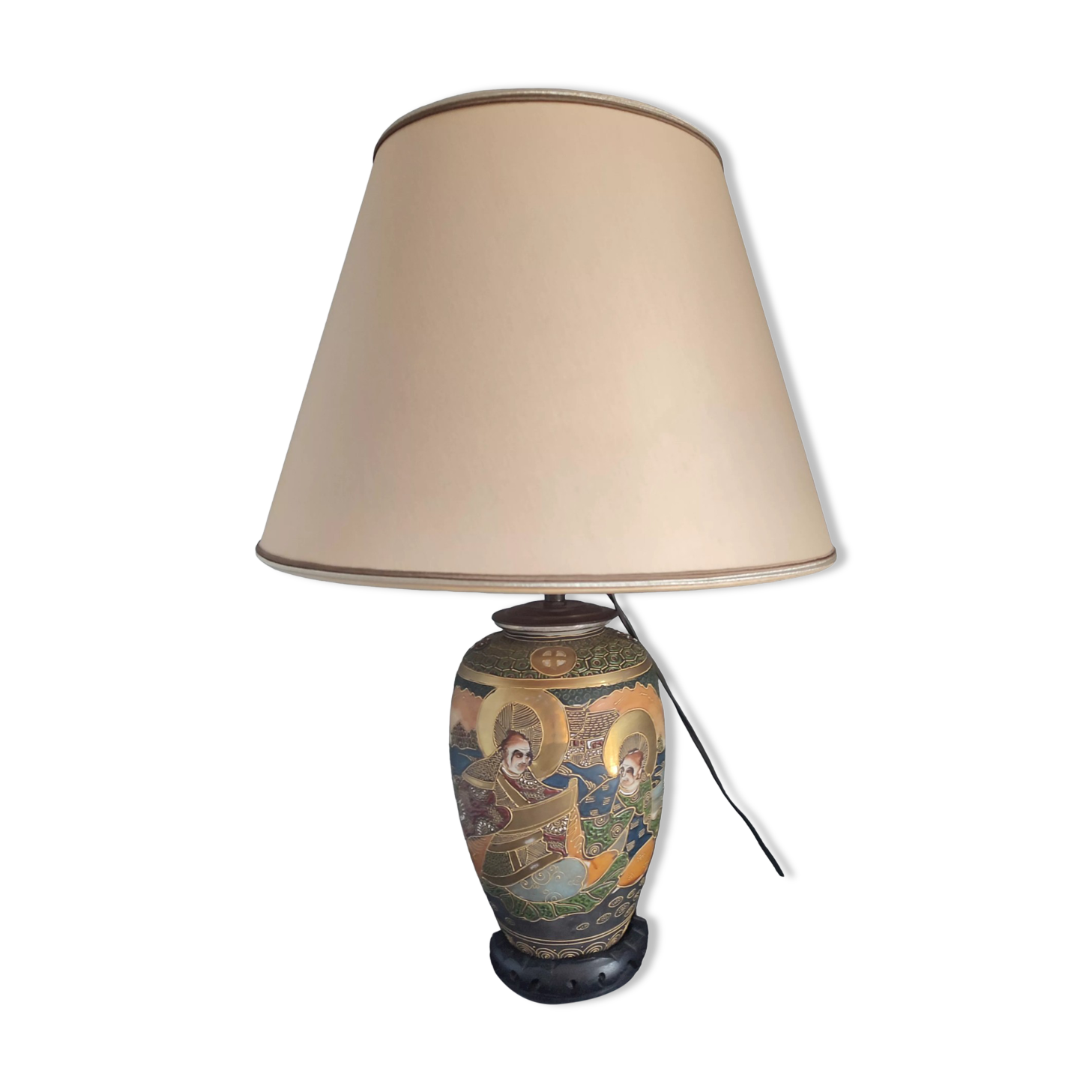 Old Japanese table lamp with Satsuma decoration.