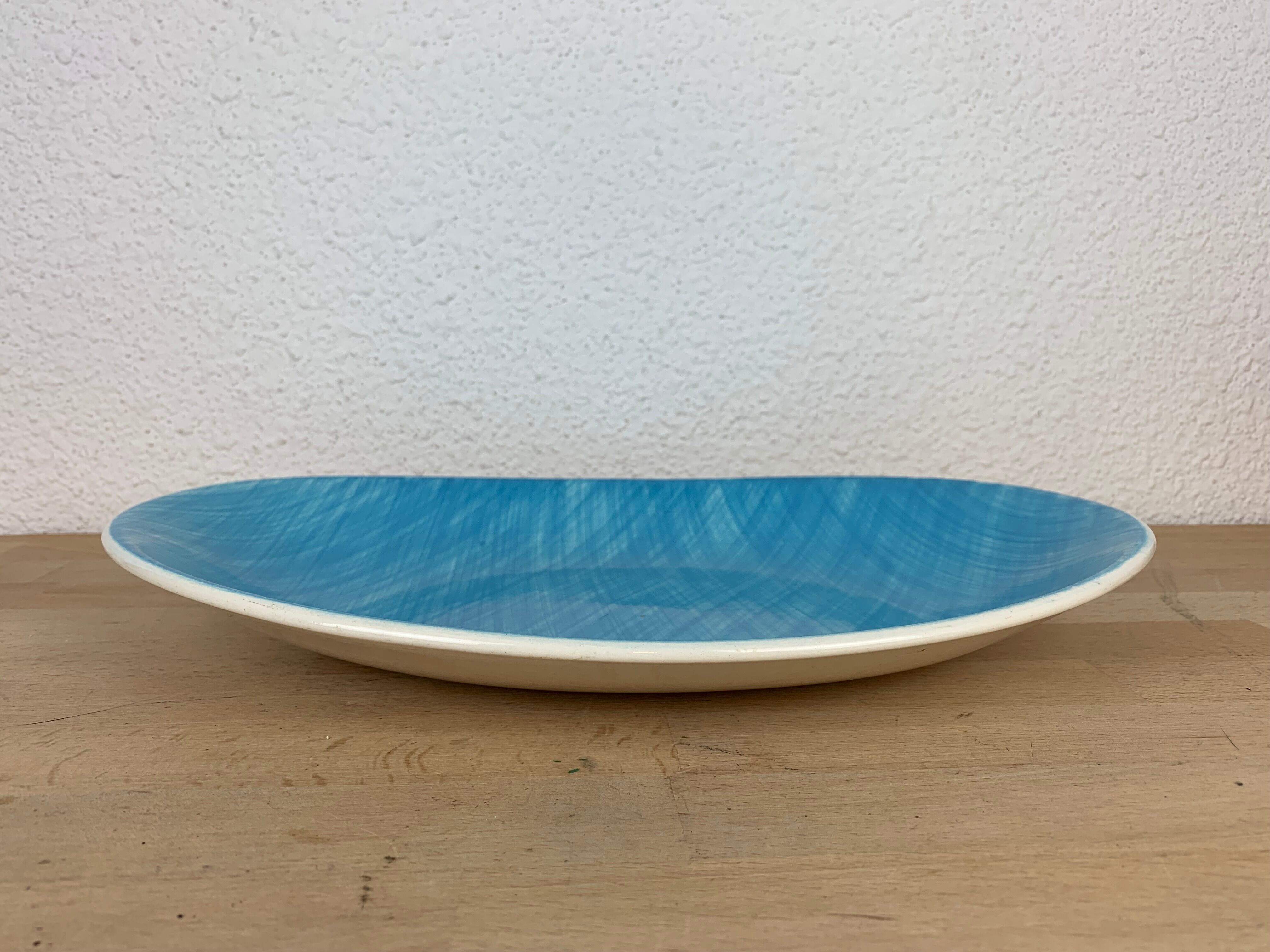 Flat and two Mistral cups by Salins France, blue, 60s