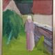 1977 Mid-Century Modern "Pensive Walk" Swedish Figurative Oil Painting, Framed