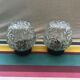 Old pair of glass moulded wall sconces with vintage black metal support