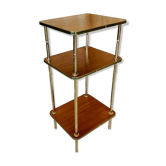 Three-shelf side table in teak and brass 60/70s