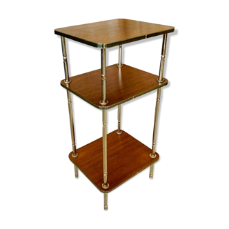 Three-shelf side table in teak and brass 60/70s