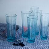 Six Biot glass orange glasses