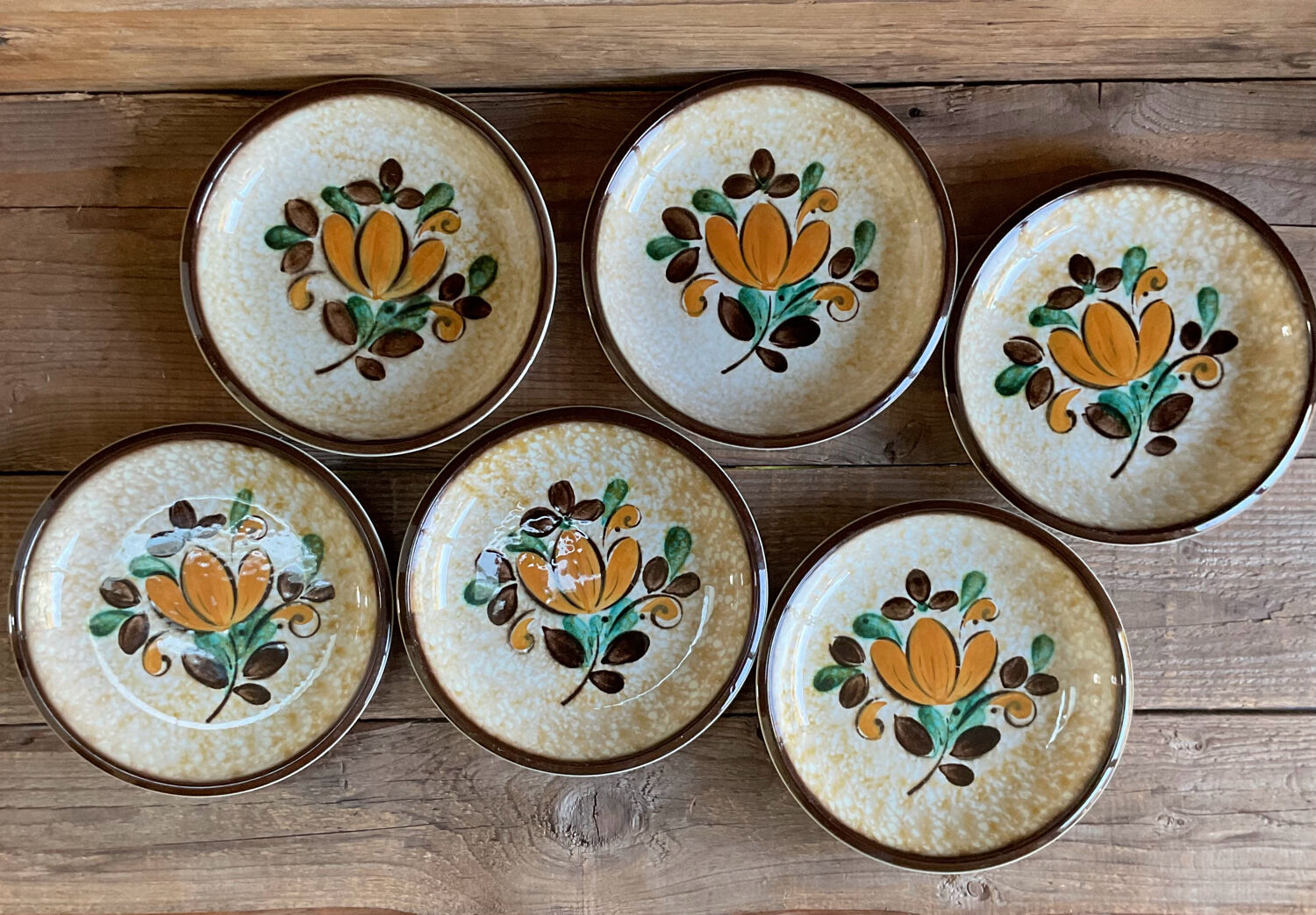 6 vintage Boch La Louvière “Corfou” soup plates