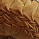 Velvet cushion rosette bronze camel braided