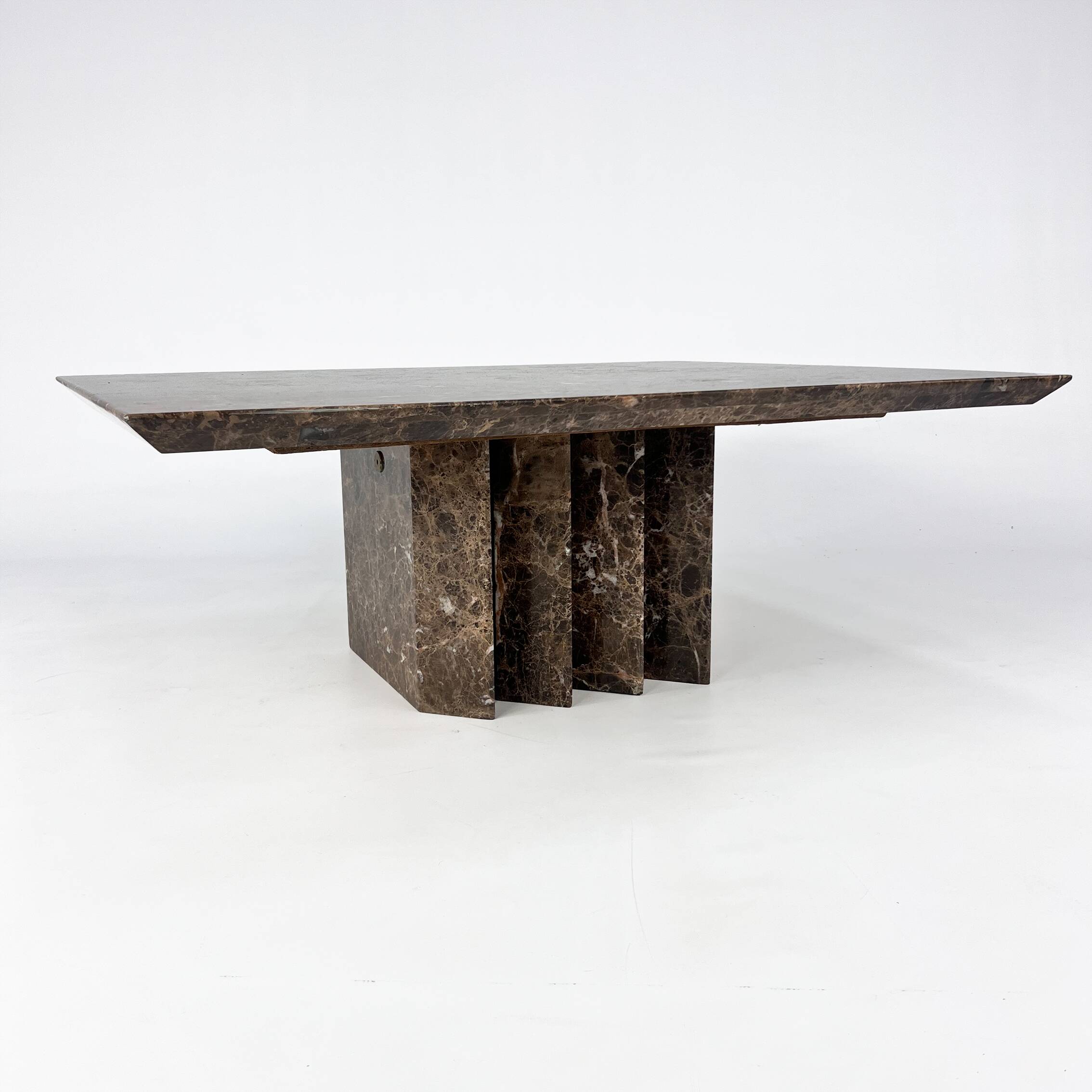 Italian Design Brown Marble Coffee Table, 1980s
