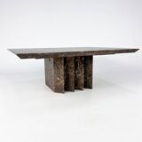 Italian Design Brown Marble Coffee Table, 1980s