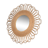 Rattan/wicker flower mirror