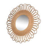 Rattan/wicker flower mirror