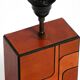 Italian 60s table lamp made of wood and leather with paper straw lampshade