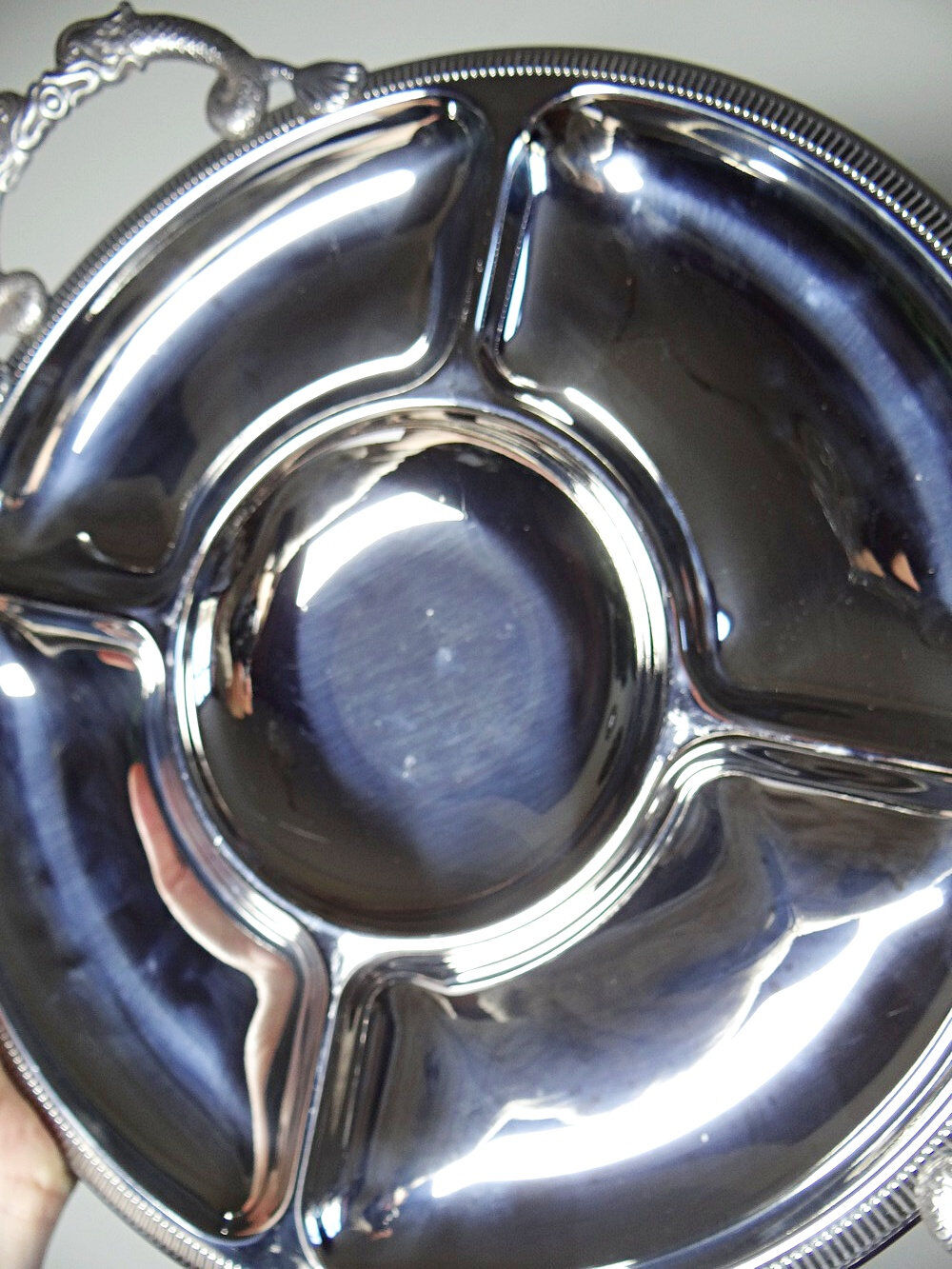 Large serving platter for hors d'oeuvres Jean Couzon in 18/10 stainless steel, 5 compartments.
