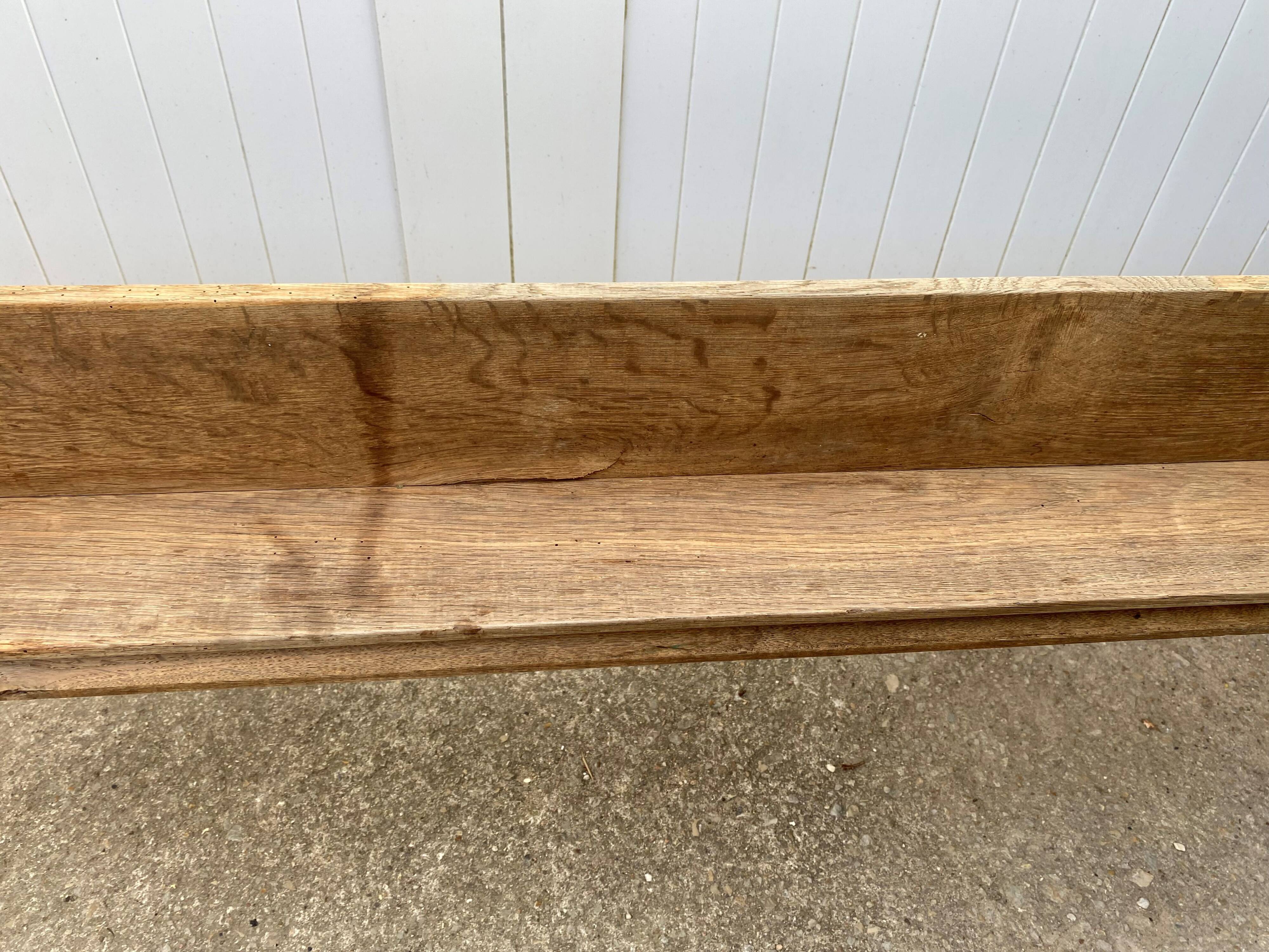 Pair of solid oak wood farmhouse benches 250cm rustic 1900