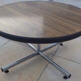 VINTAGE round coffee table in metal and wood